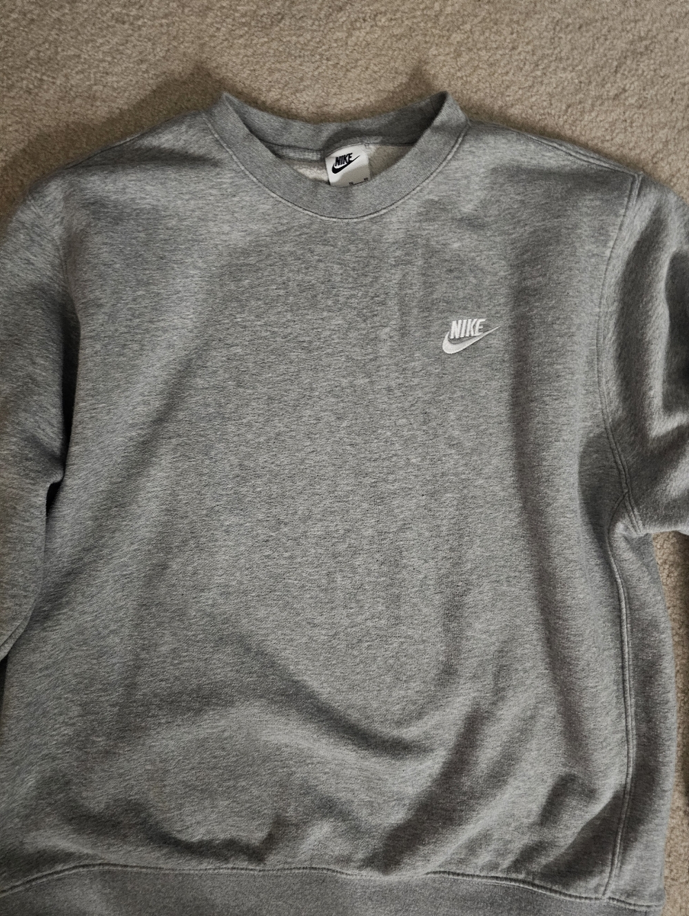 Nike Gray Crewneck Sweatshirt with Small White Logo